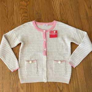 NWT - Hanna Andersson knit cardigan sweater wool blend beige pink button down